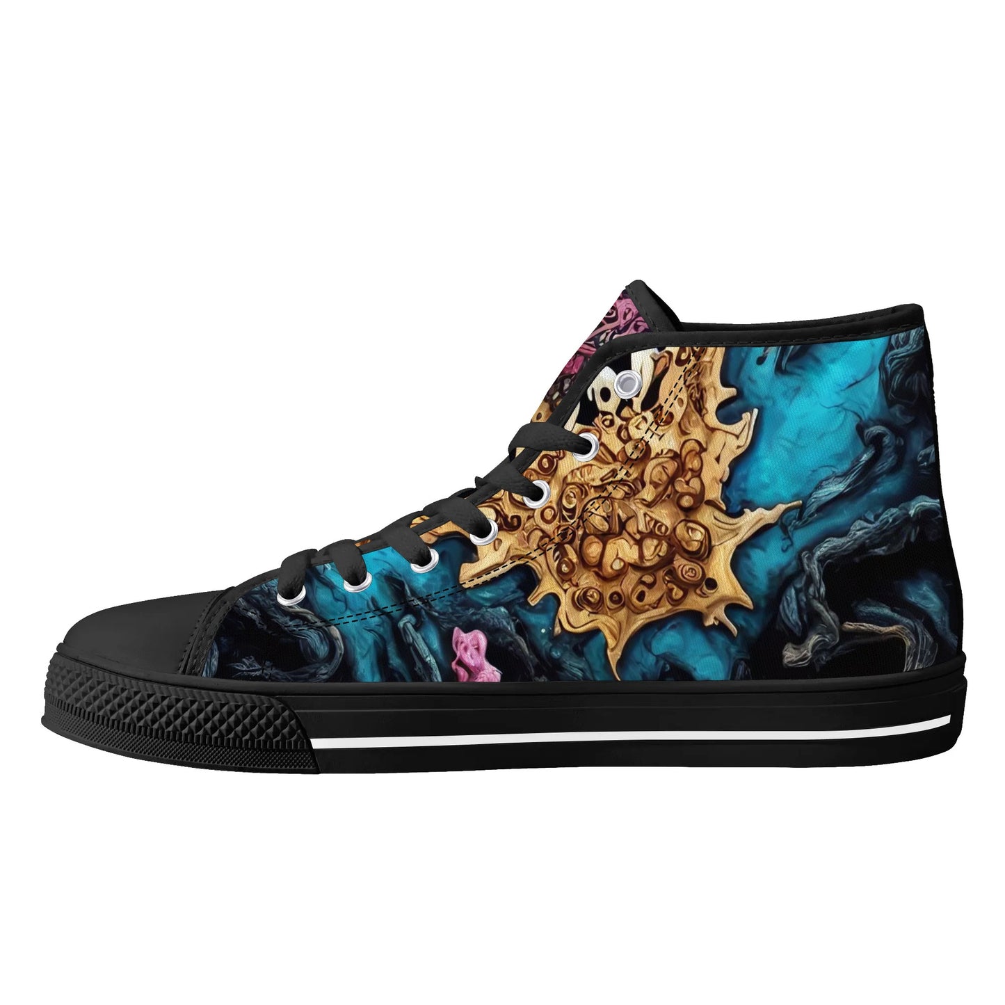 Mens High Top Canvas Shoes - Skull Dance