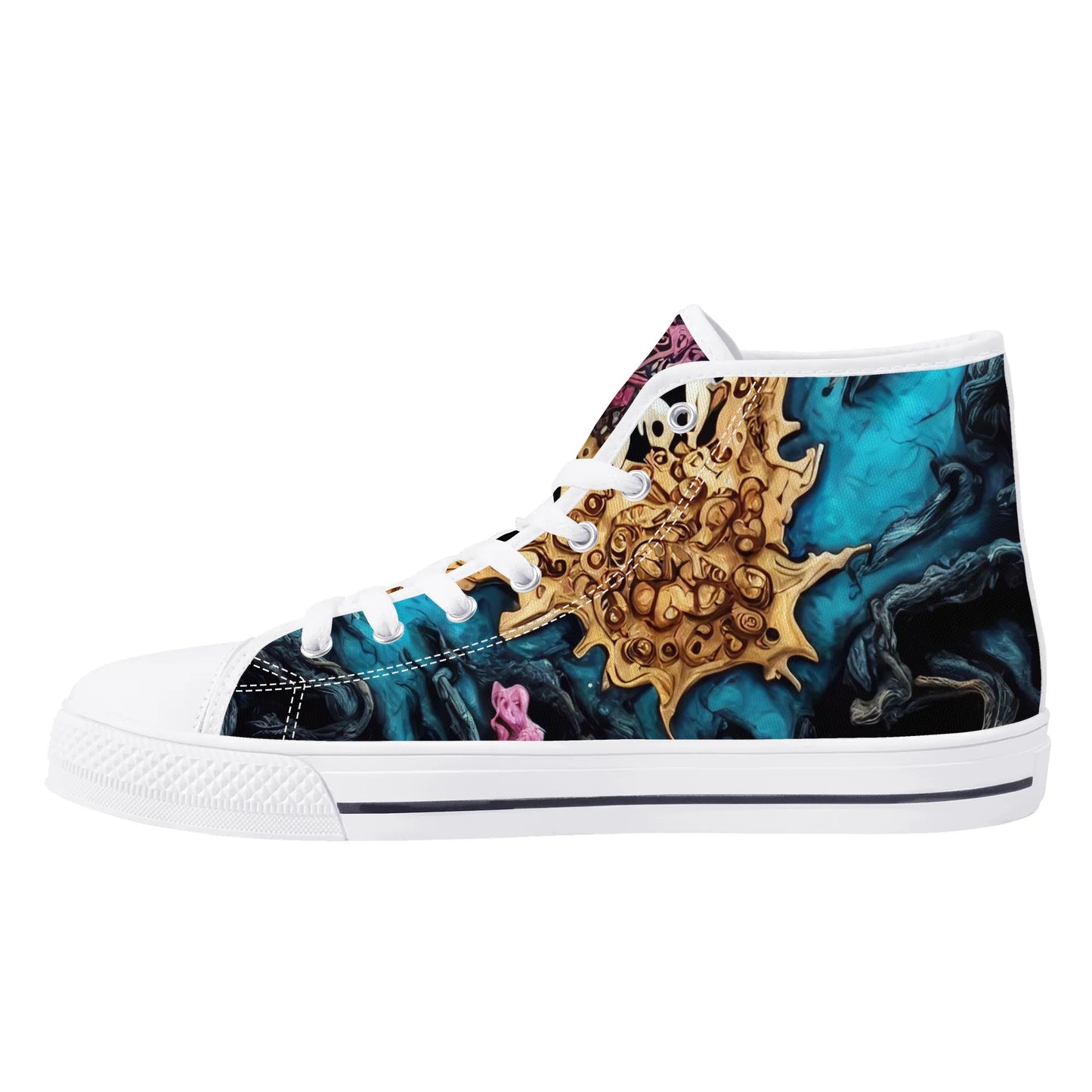 Mens High Top Canvas Shoes - Skull Dance