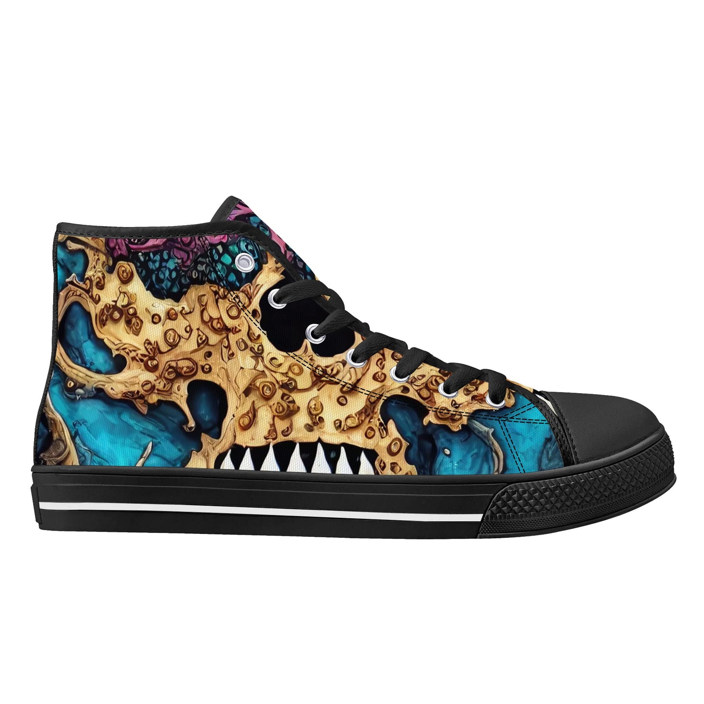 Mens High Top Canvas Shoes - Skull Dance