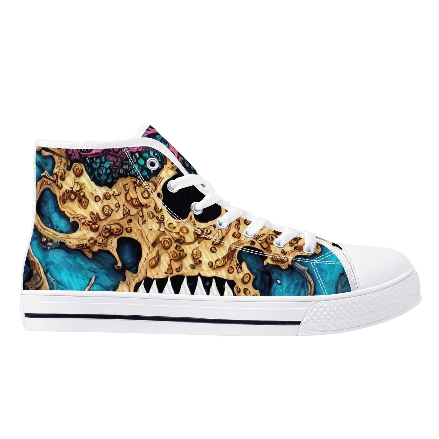 Mens High Top Canvas Shoes - Skull Dance