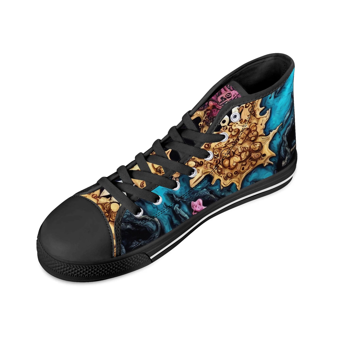 Mens High Top Canvas Shoes - Skull Dance