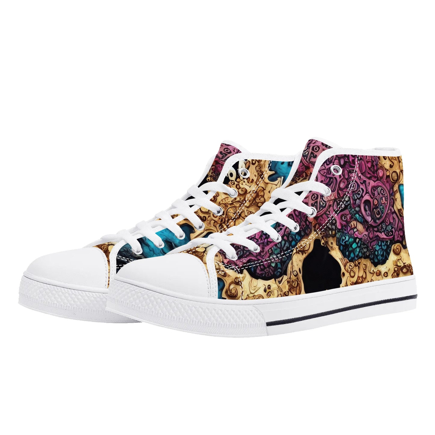 Mens High Top Canvas Shoes - Skull Dance