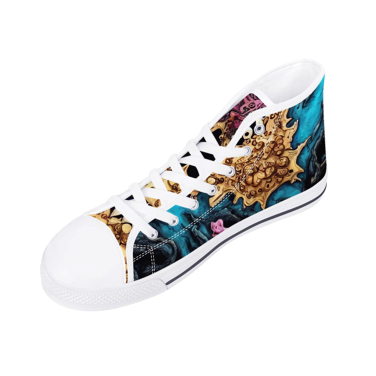 Mens High Top Canvas Shoes - Skull Dance