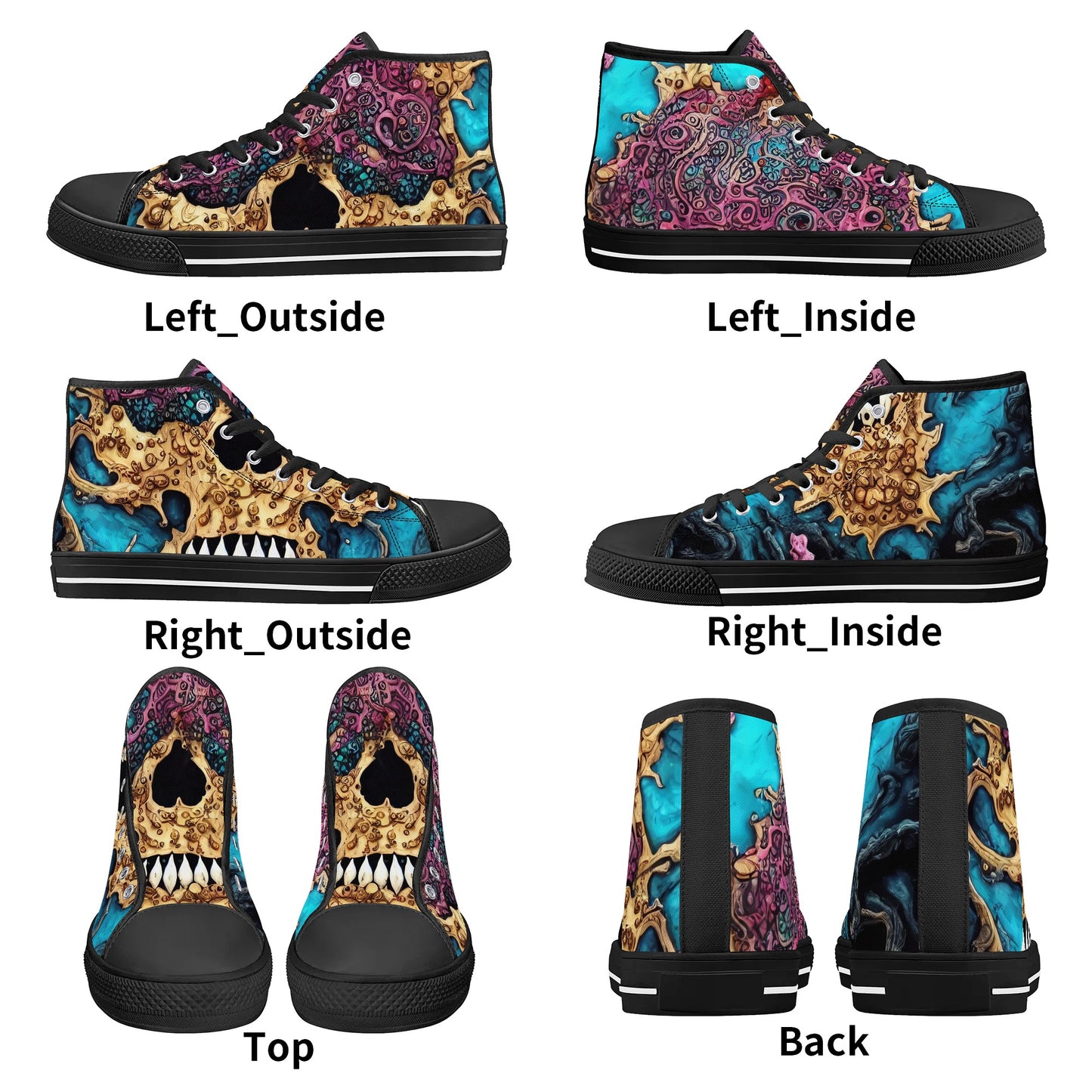 Mens High Top Canvas Shoes - Skull Dance