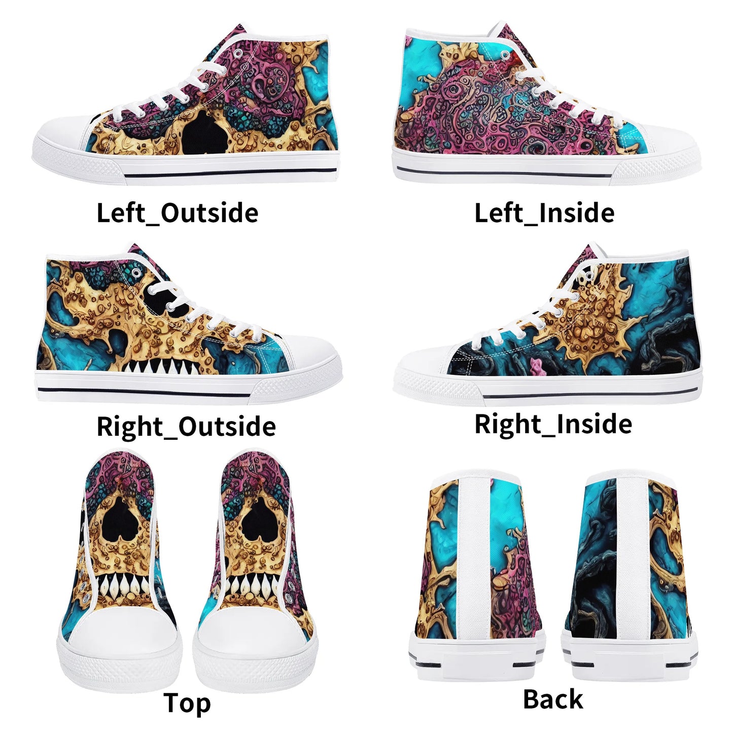 Mens High Top Canvas Shoes - Skull Dance