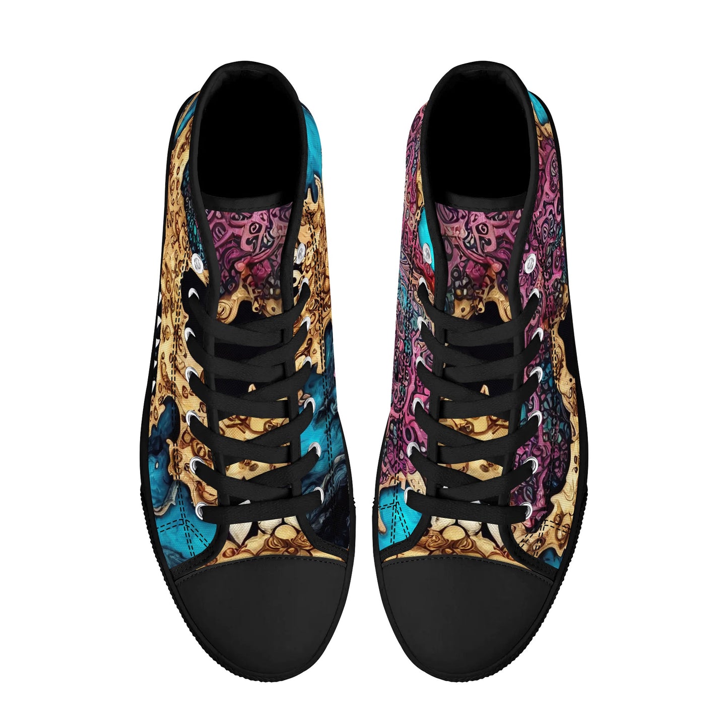 Mens High Top Canvas Shoes - Skull Dance