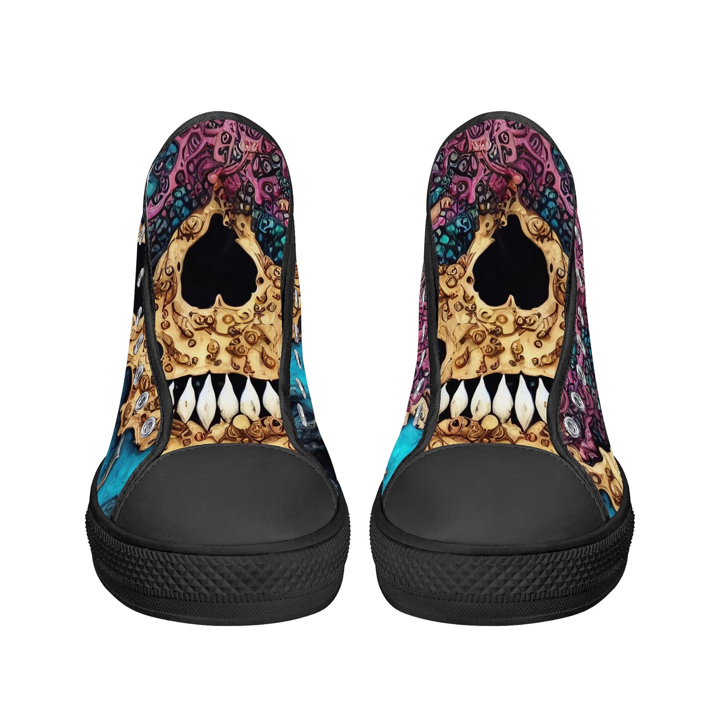 Mens High Top Canvas Shoes - Skull Dance