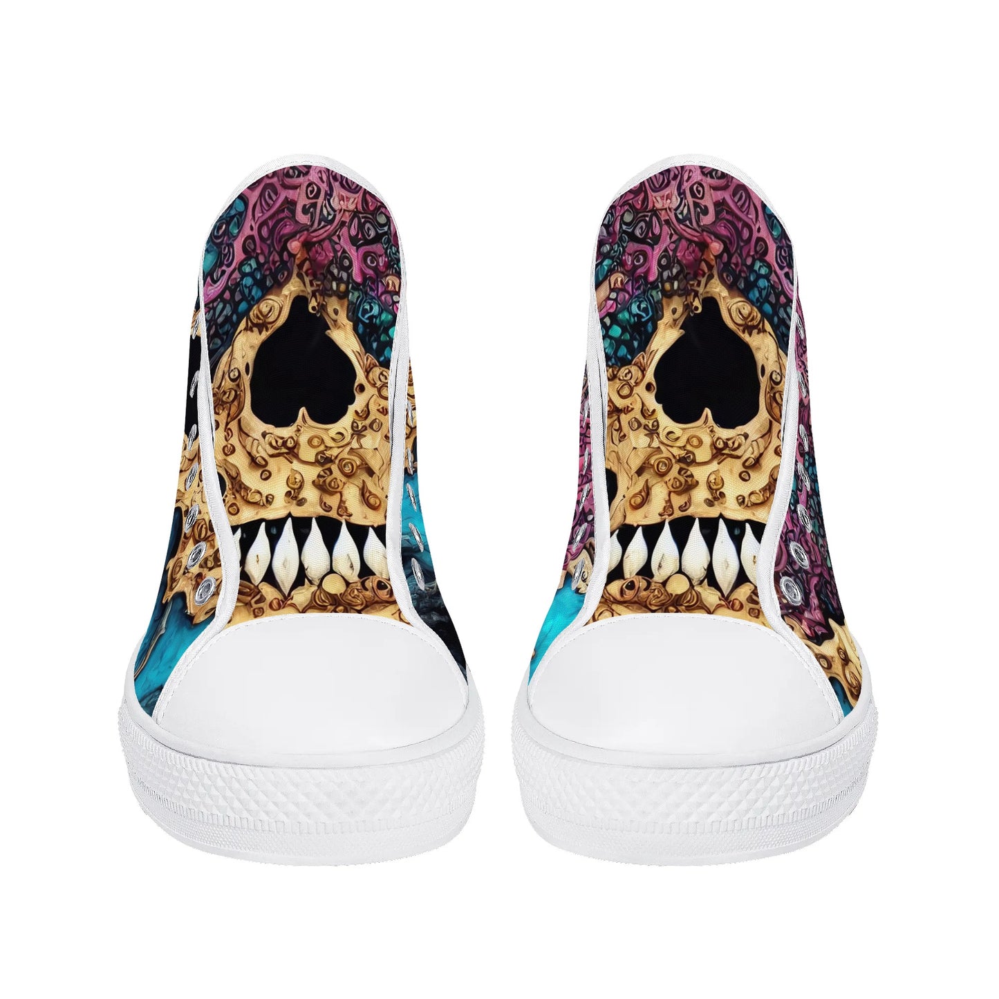 Mens High Top Canvas Shoes - Skull Dance