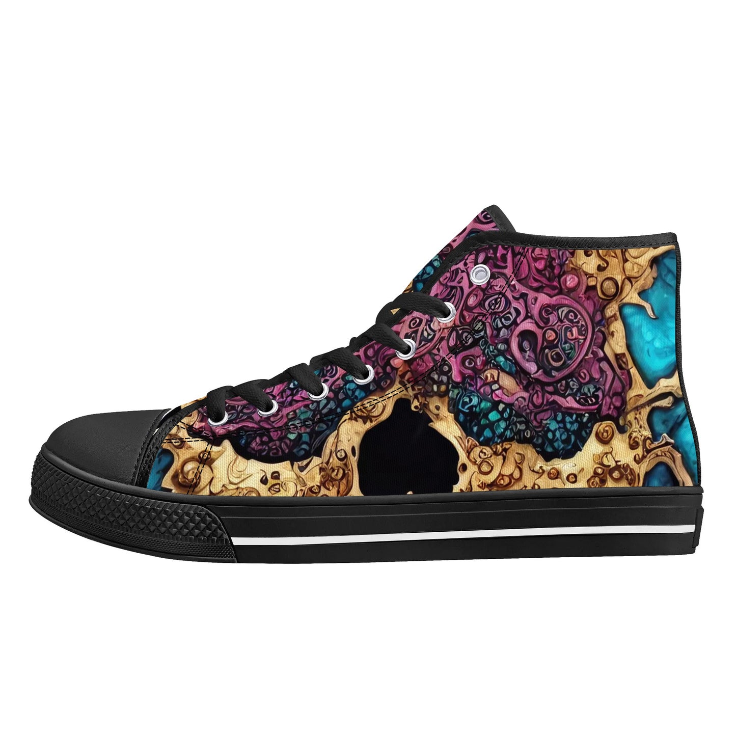 Mens High Top Canvas Shoes - Skull Dance